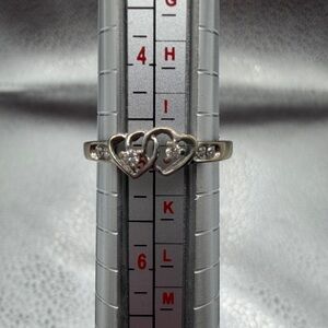 1/10 ctw Intertwined Twin Hearts Diamond Ring in 10K White Gold